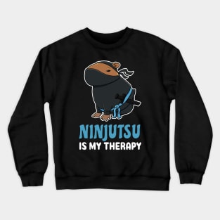 Ninjutsu is my therapy cartoon Capybara Crewneck Sweatshirt